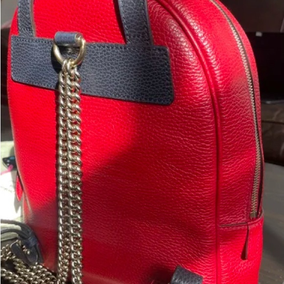 Gucci Red and Black Leather soho Backpack - authentic - Rank AB main image 9